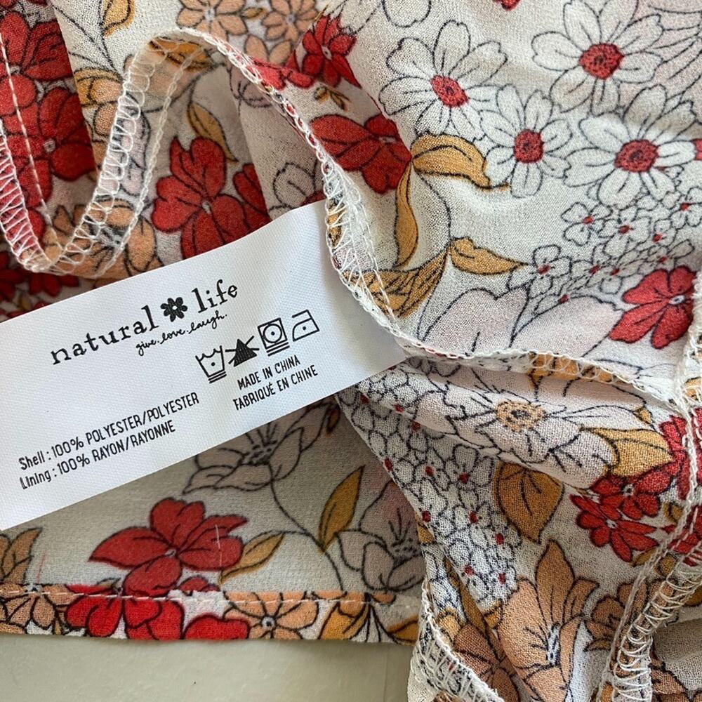 Natural Life Maxi Dress Medium Sheer Retro Floral Tiered Bell Boho Cottagecore - Picture 11 of 12
